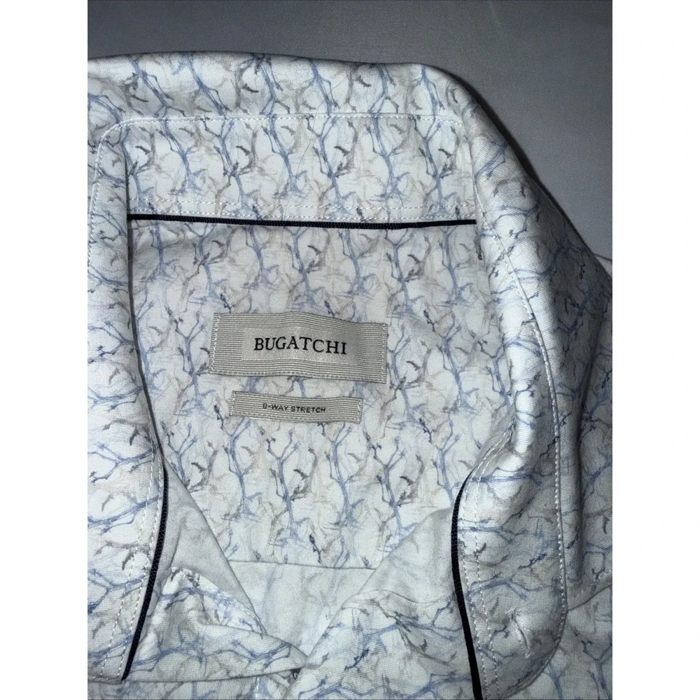 Bugatchi short-sleeved 8 Way Stretch double-mercerized Sz M Performance Grey
